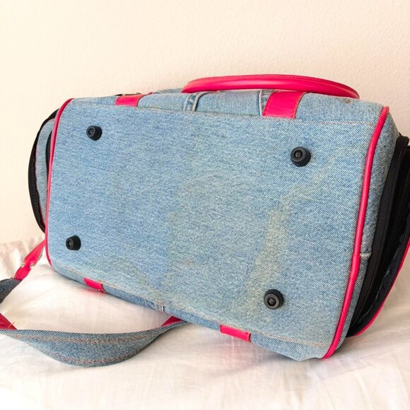 Dolly Doggy Denim and Pink Pet Carrier Travel Bag Paris Hilton Style - Picture 7 of 8